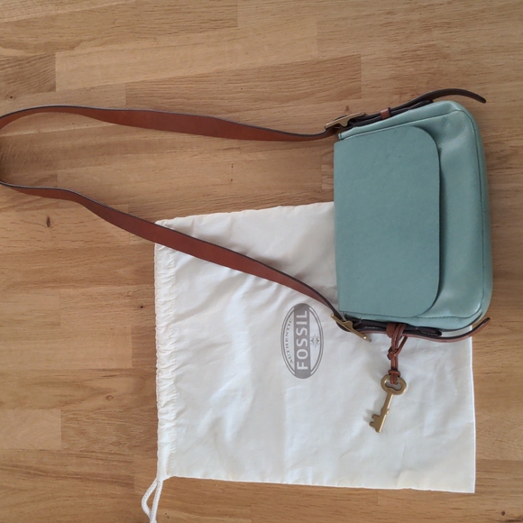 Fossil "Harper" Small Flap Crossbody in Baby Blue - Picture 1 of 7